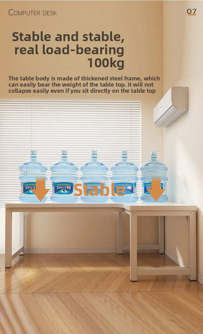 L-Shaped Computer Desk with Storage Shelf