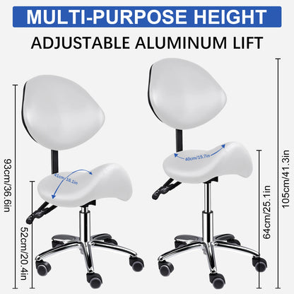 Rolling Saddle Chair with Backrest
