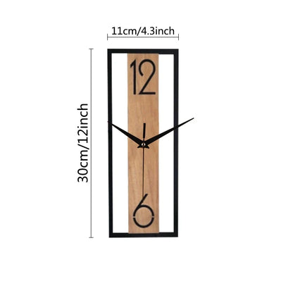Slim Wood-Grain Rectangular Wall Clock