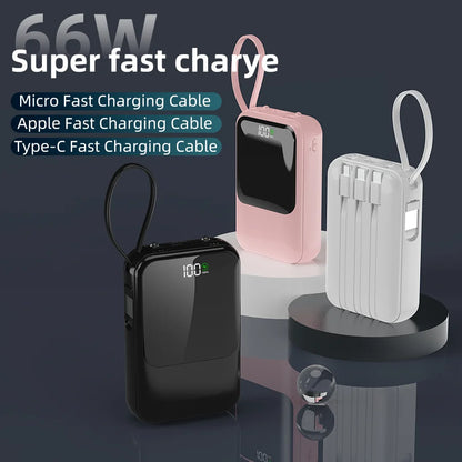 Large Capacity Power Bank with Built-In Cable