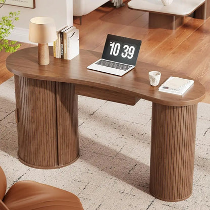 Curved Walnut Office Desk