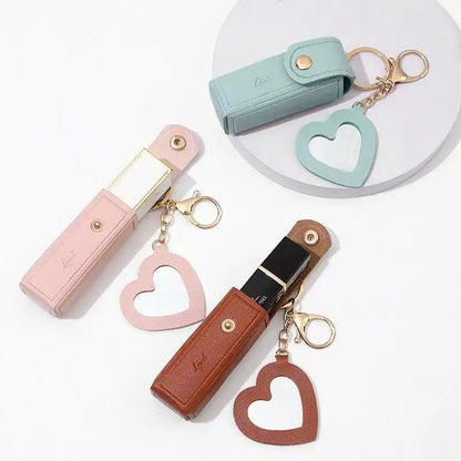 Mini Leather Lipstick Case Keychain