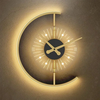 Lunaris Gold LED Wall Clock & Lamp
