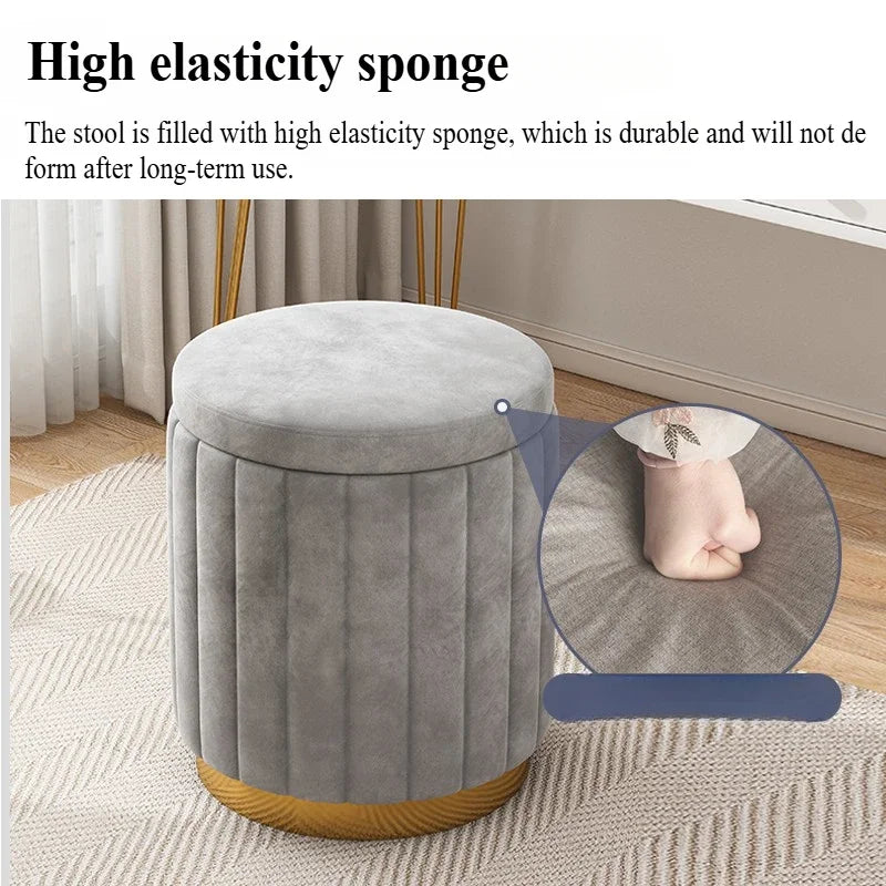 Round Storage Ottoman Stool