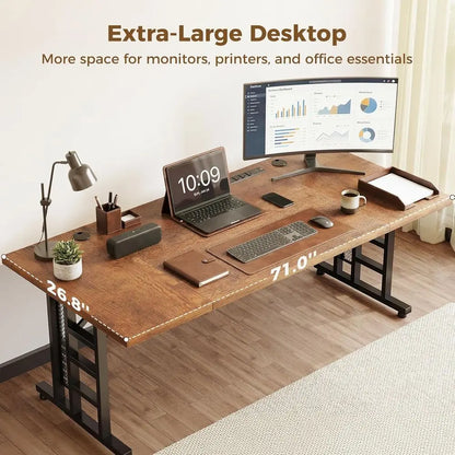 Modern Computer Desk with Power Outlet & USB Charging Ports