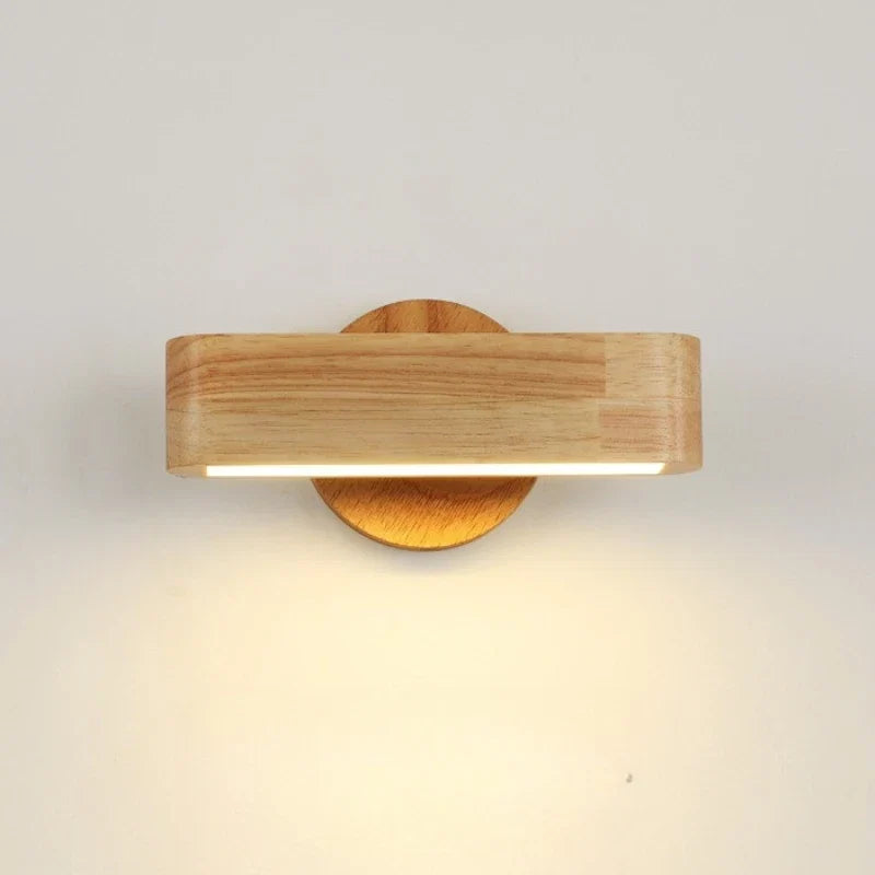 Rotating Japanese Wood Wall Lamp