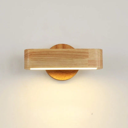 Rotating Japanese Wood Wall Lamp
