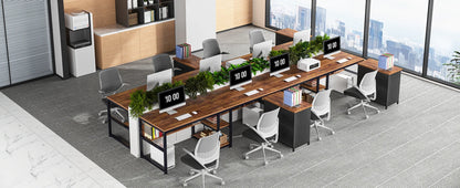 Two-Person Desk with Bookshelf