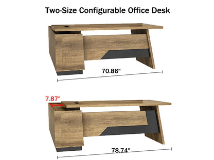Executive L-Shaped Wooden Office Desk with Storage Cabinet