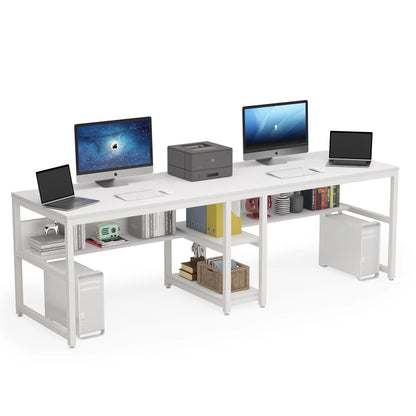 Two-Person Desk with Bookshelf