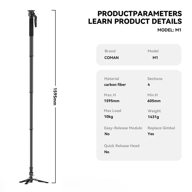One-Click Carbon Fiber Monopod