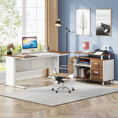 Parkview L-Shaped Executive Desk with Storage Cabinet & File Drawer