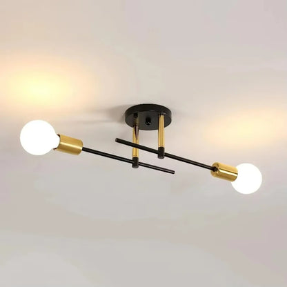 Black & Gold Flush Mount Ceiling Lamp
