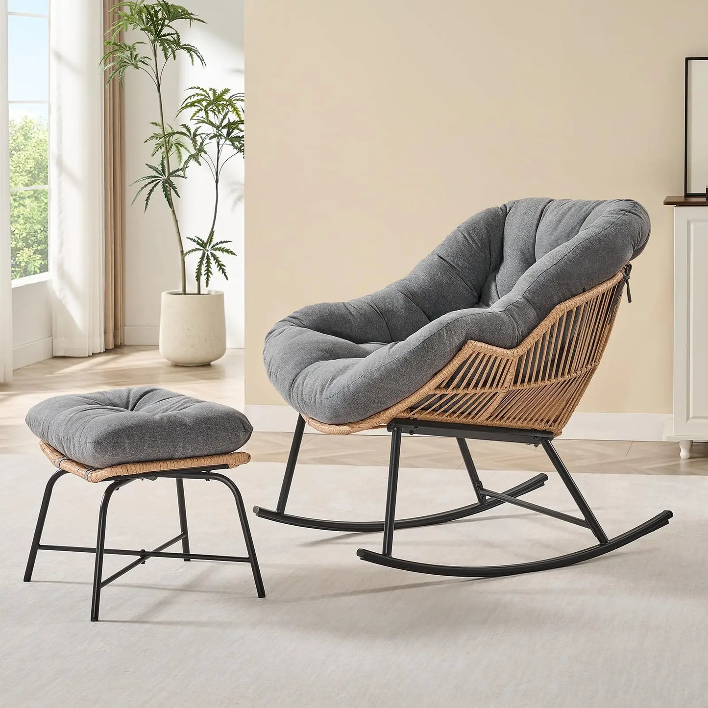 Meridian Rattan Papasan Rocker
