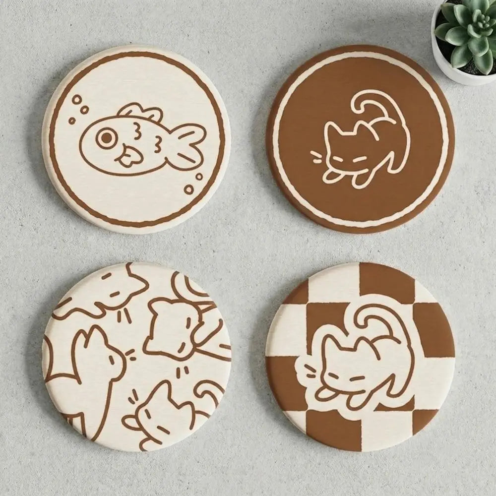 Cartoon Cat Diatom Mud Coaster