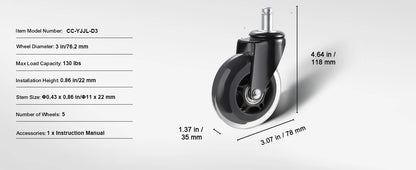 SucceBuy Office Chair Wheel Set