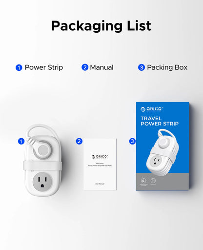 ORICO Cable-Wrap Travel Power Strip