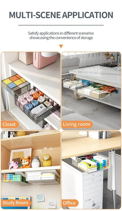 Hidden Under-Desk Drawer Organizer