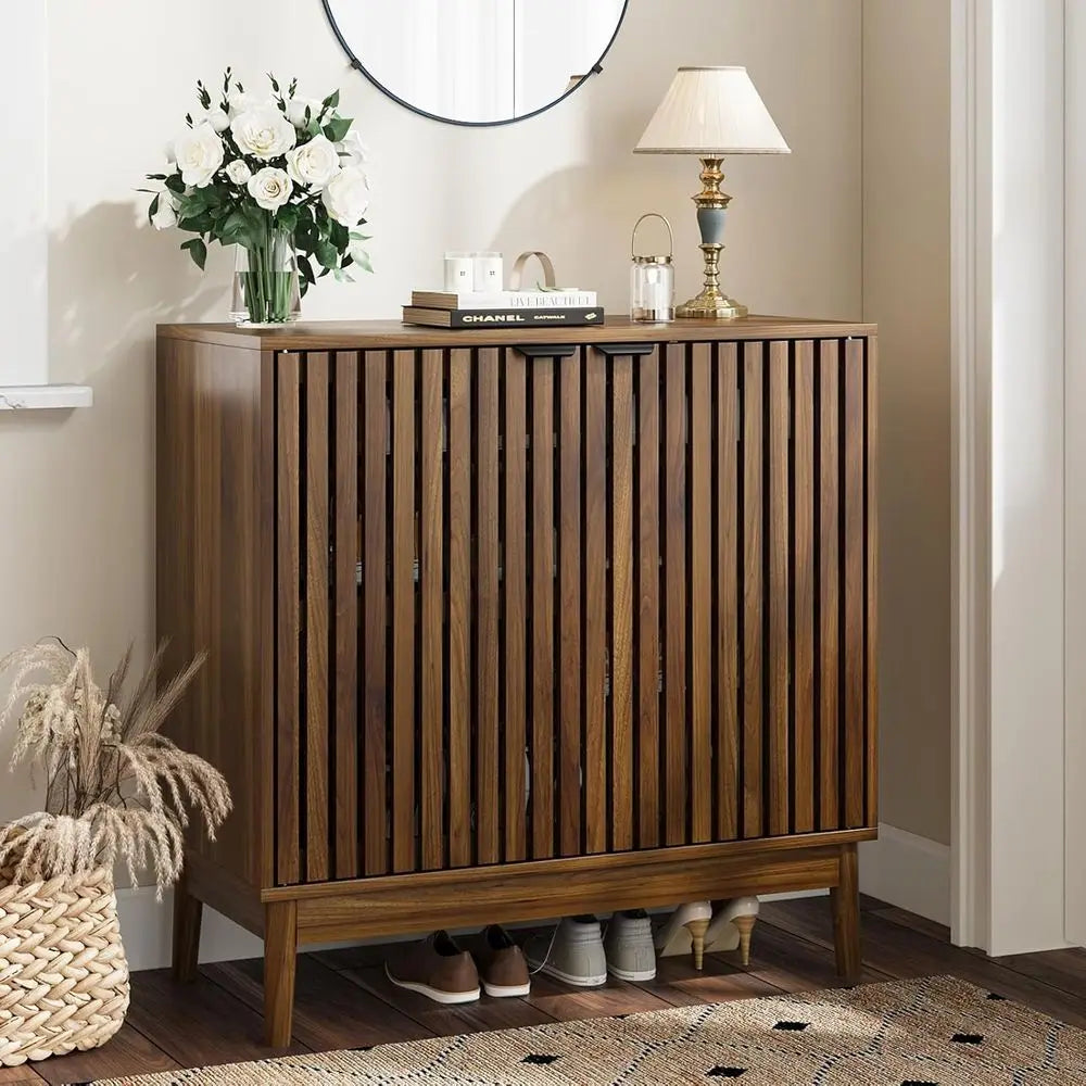 Ventilated Walnut Shoe Cabinet