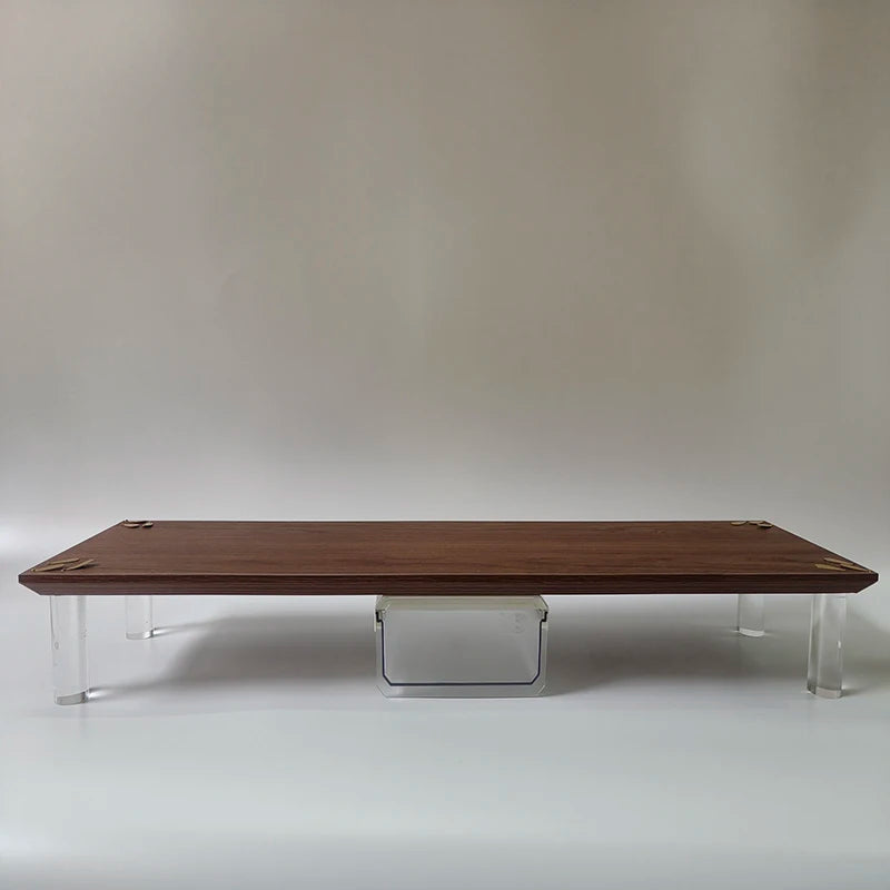 Modern Walnut Monitor Stand with Acrylic Legs