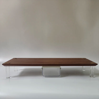 Modern Walnut Monitor Stand with Acrylic Legs