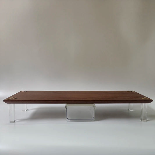 Modern Walnut Monitor Stand with Acrylic Legs