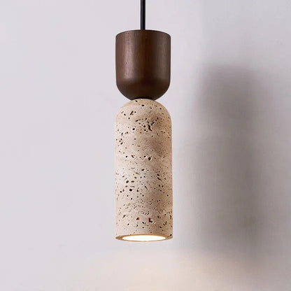 One-of-a-Kind Travertine Pendant Light