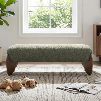 Scalloped-Leg Upholstered Bench