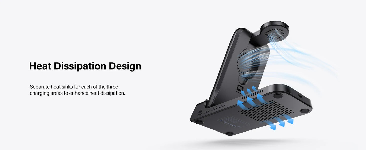 ChronoCharge Foldable 3-in-1 Wireless Charging Station