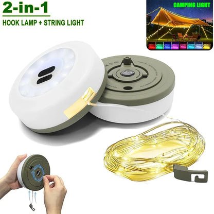 2-in-1 Rechargeable Camping Lantern & Reel Light