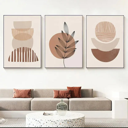 Boho Neutral Canvas Wall Art Trio