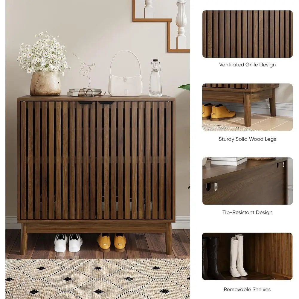 Ventilated Walnut Shoe Cabinet
