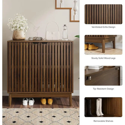 Ventilated Walnut Shoe Cabinet