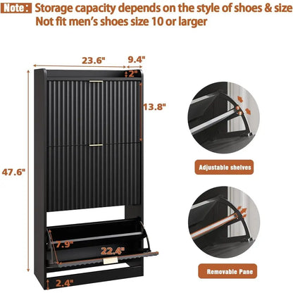 Black 3-Tier Shoe Rack
