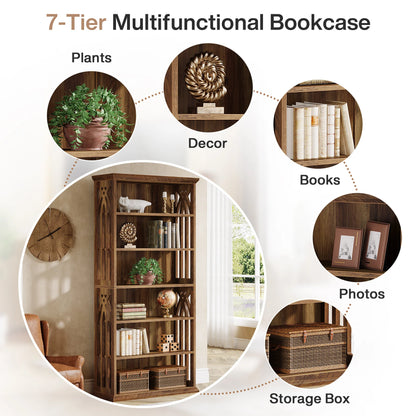 Ashcroft 6-Tier Bookcase with Adjustable Shelves & Storage Cabinet