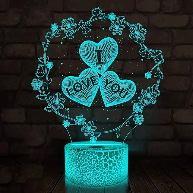 3D Heart Illusion Lamp - USB LED Night Light