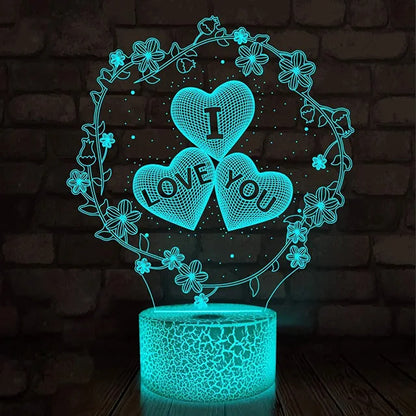 3D Heart Illusion Lamp - USB LED Night Light