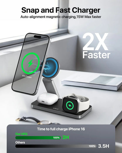 FoldCharge Pro 3-in-1 Magnetic Wireless Charging Station