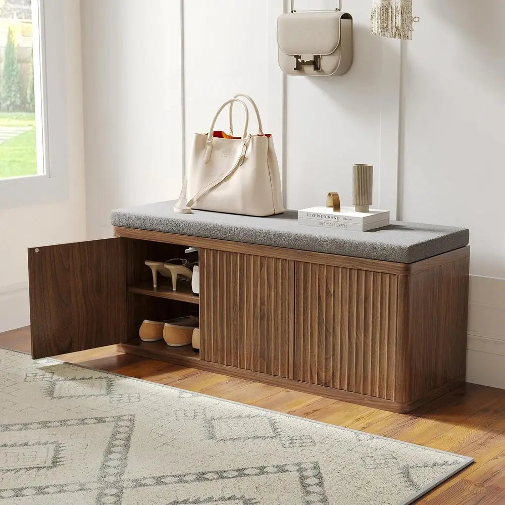 Walnut Shoe Storage Bench