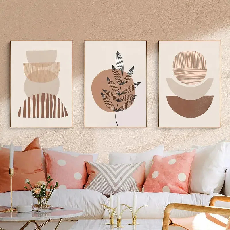 Boho Neutral Canvas Wall Art Trio