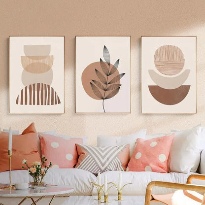 Boho Neutral Canvas Wall Art Trio