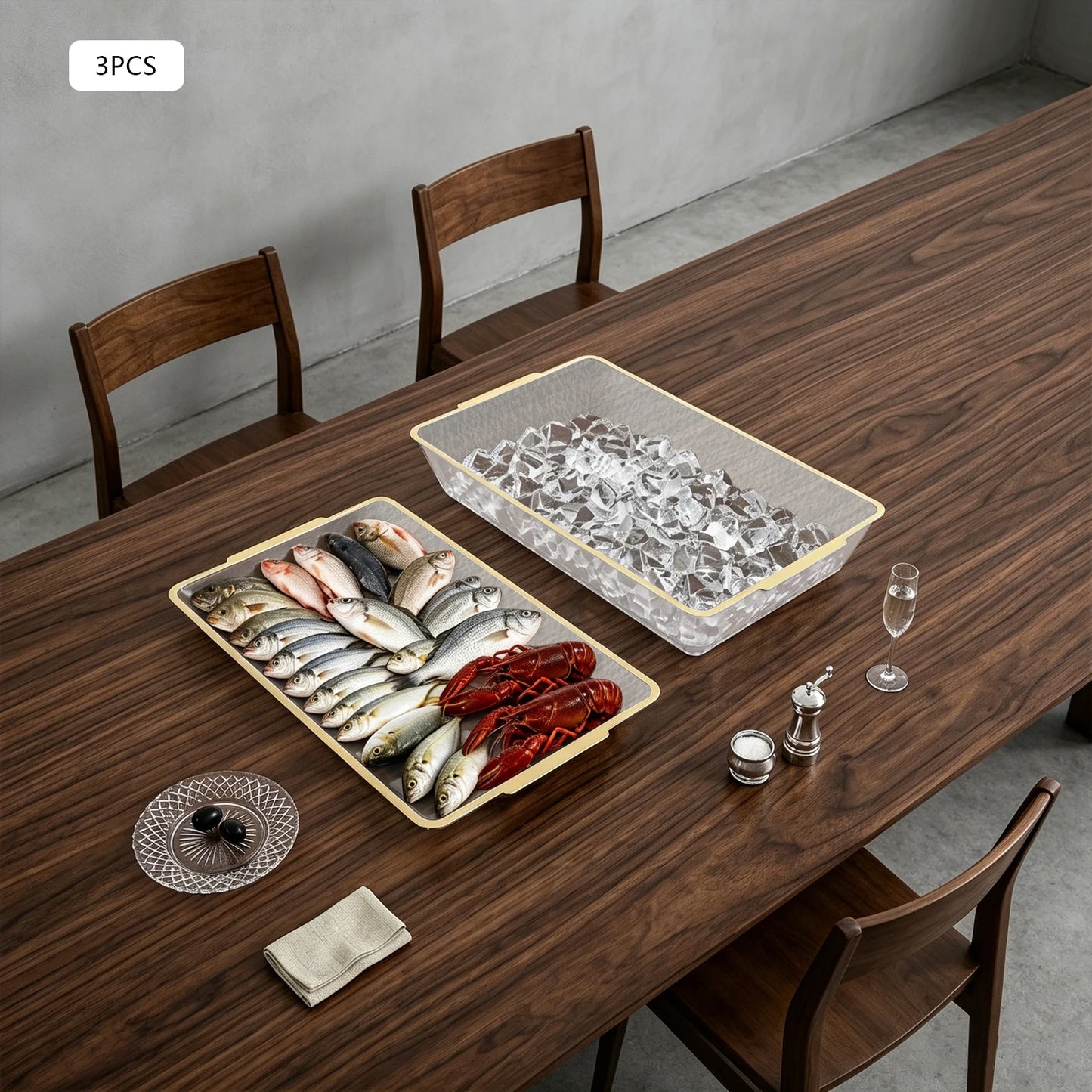 Chilled Serving Tray and Bowl Set