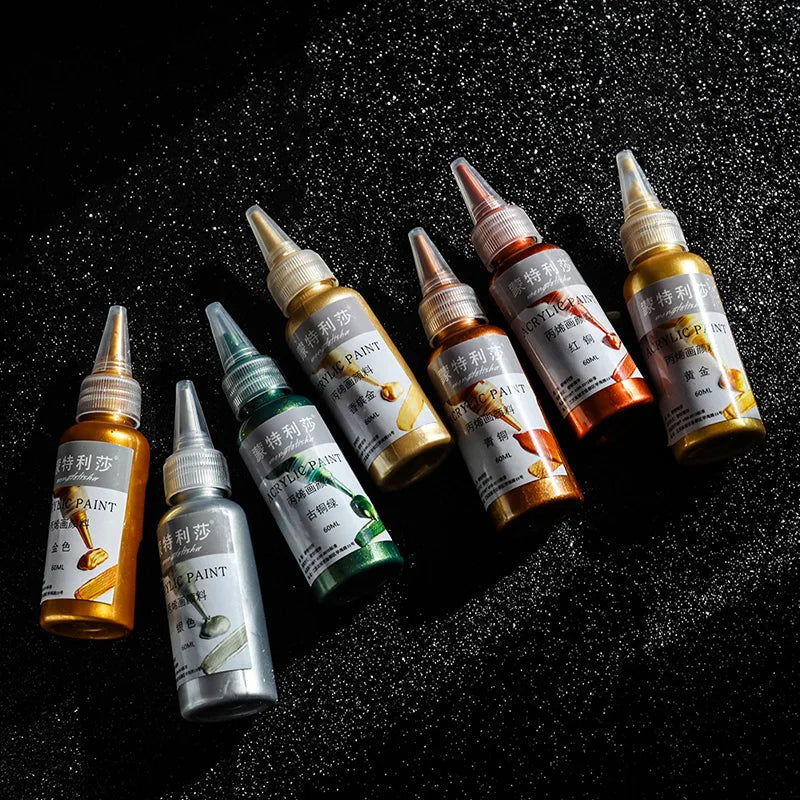 Metallic Acrylic Paint Set, 8 Colors, 60ml