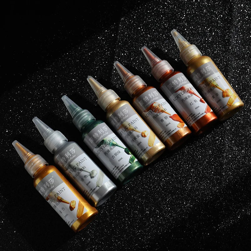 Metallic Acrylic Paint Set, 8 Colors, 60ml