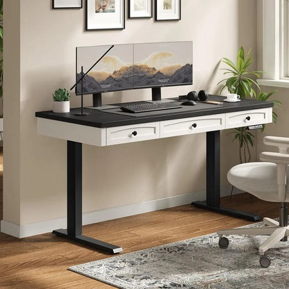 Retro Curved Standing Desk with Storage