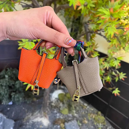 Basket Bag Charm Keychain Accessory