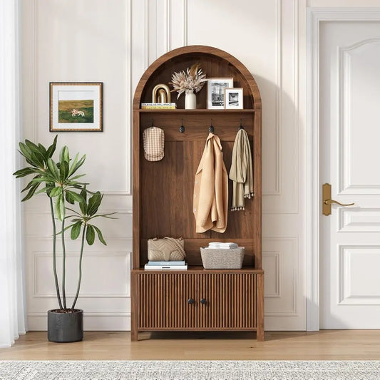 4-in-1 Walnut Hall Tree