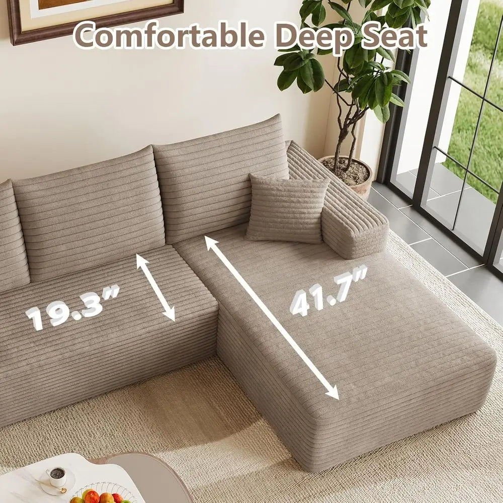 L-Shape Corduroy Sectional Couch