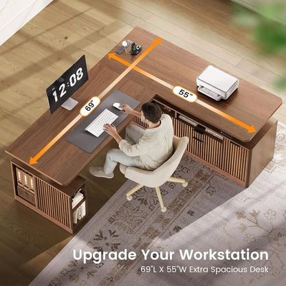 Camborne L-Shaped Storage Desk