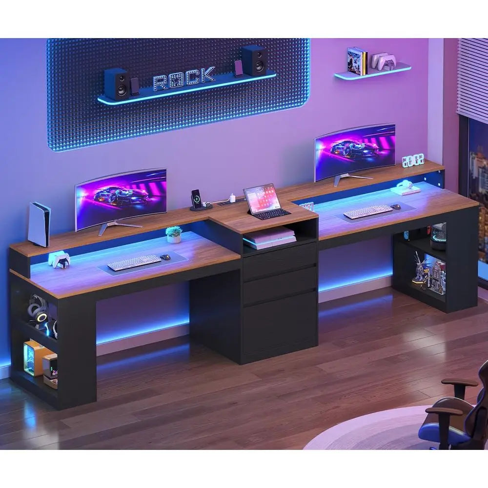 Dual-Person LED Computer Desk